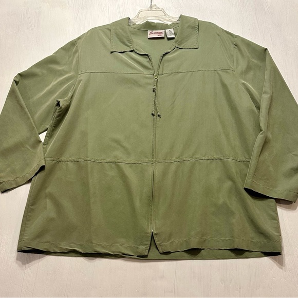 Joanna Plus 2X Green Zip Jacket Blouse | Made in USA | Relaxed Fit - Picture 1 of 7